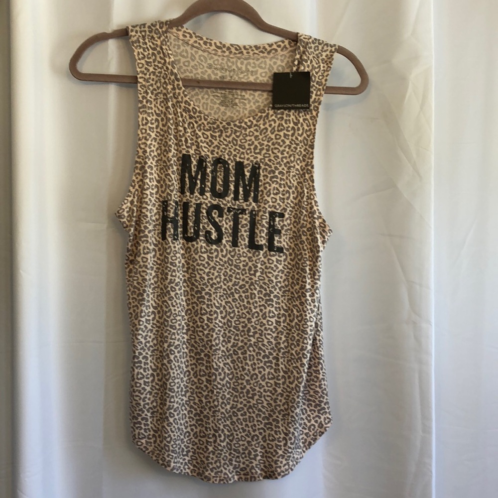 Sleeveless Mom Hustle shirt animal print size small
